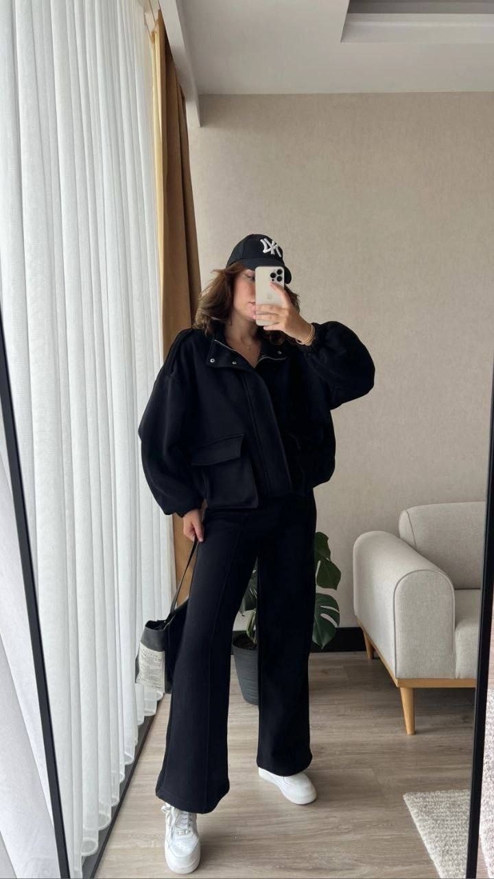 повседневный костюм,костюм женский на флисе с бомбером,женский костюм,брючный костюм,костюм трехнитка в стиле zara бомбер + штаны палаццо с лентой