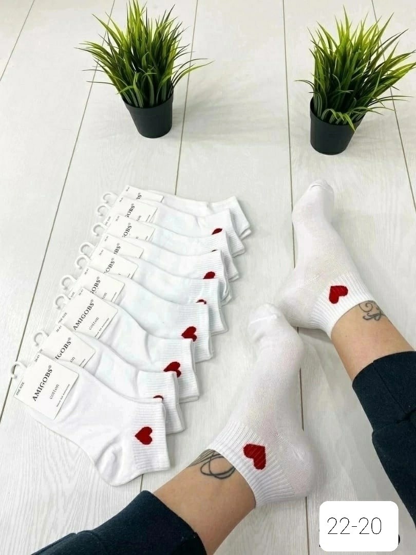 носки набор короткие с сердечками летние,носки набор короткие с сердечками летние 10 пар,носки белые с сердцем,комплект носки женские,носки короткие женские