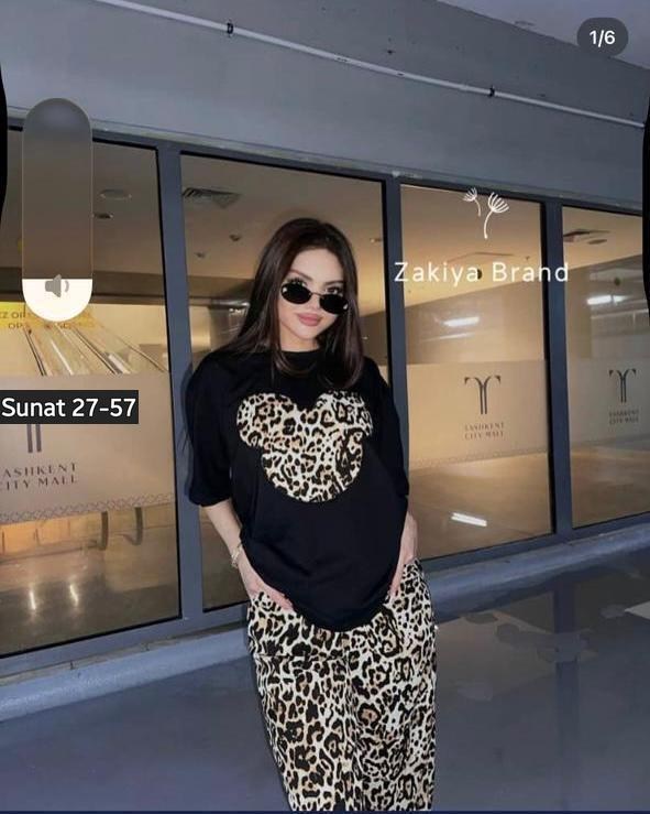 женские футболки с принтом,женская пижама,комплект пижама,одежда женская,леопард ткань