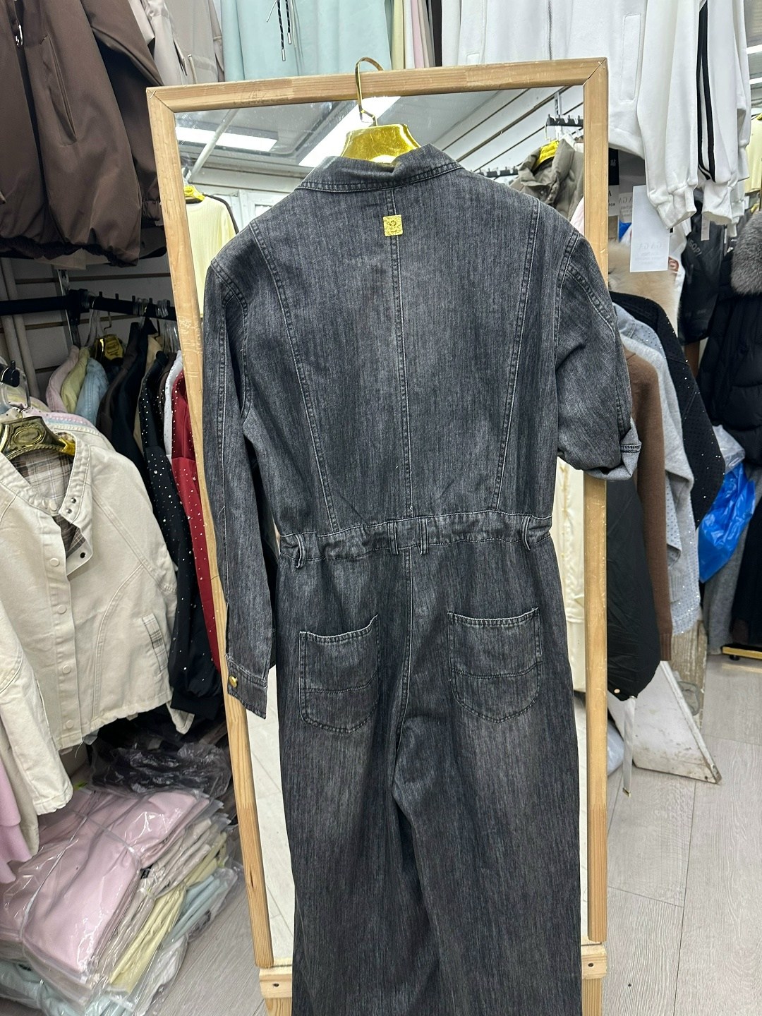 женский джинсовый комбинезон,джинсовый комбинезон,женский джинсовый комбинезон с длинными рукавами,комбинезон джинс,комбинезон джинс f412-14152 middle blue