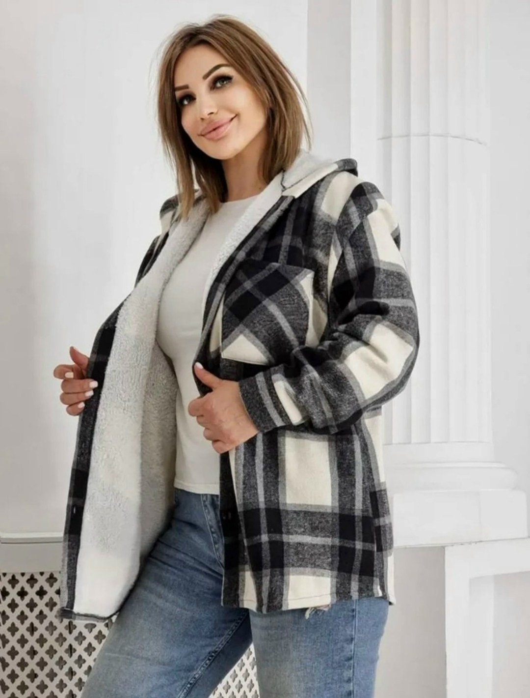 худи оверсайз теплая в клетку удлиненная roza fashion,теплая рубашка,толстовка женская,рубашка женская,рубашка утепленная