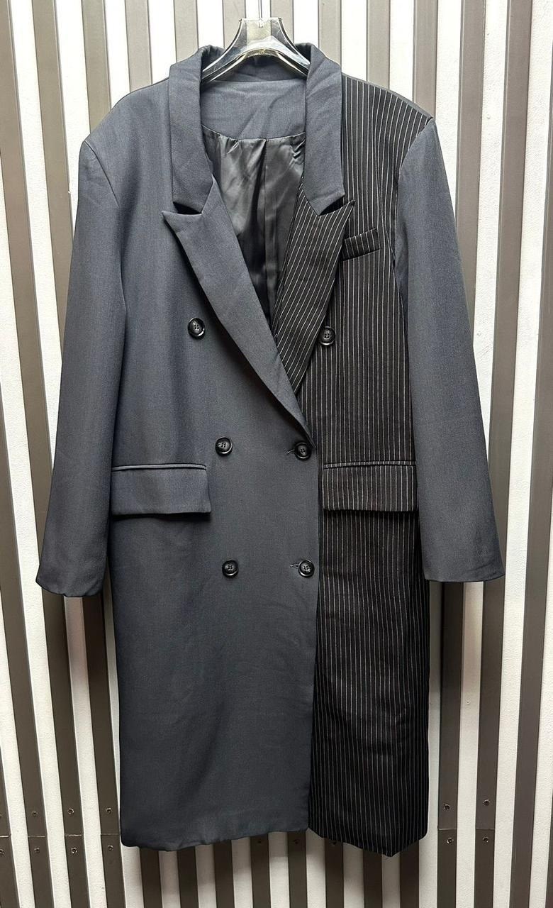 пальто оверсайз,пальто женское,пальто классическое,пальто в полоску,пальто серое