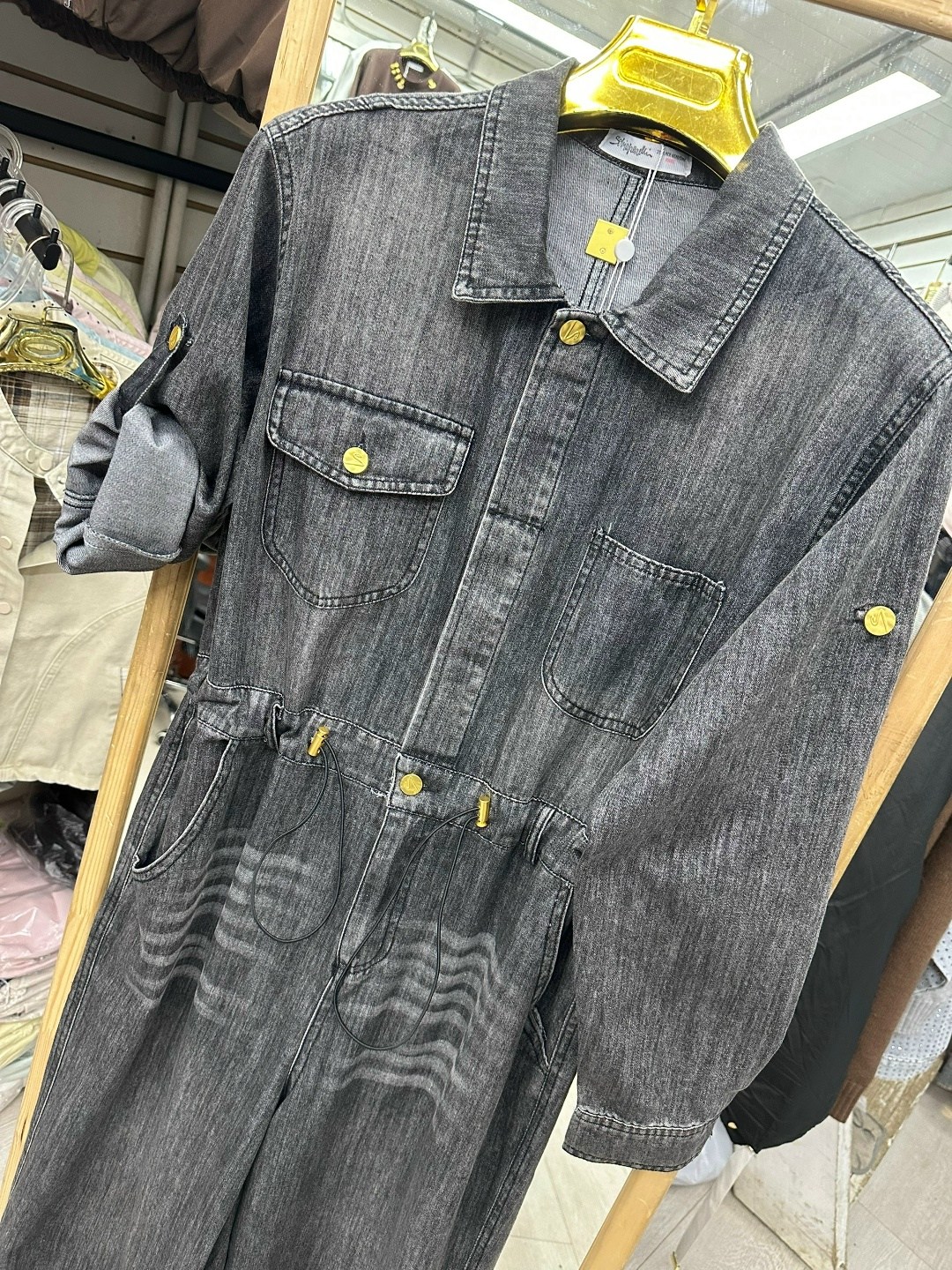 женский джинсовый комбинезон,джинсовый комбинезон,женский джинсовый комбинезон с длинными рукавами,комбинезон джинс,комбинезон джинс f412-14152 middle blue