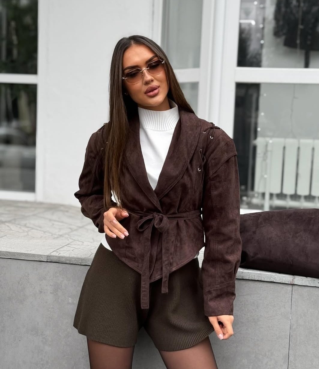 замшевая куртка,куртка косуха замшевая коричневая с поясом tadari,куртка замшевая женская,куртка из натуральной замши,куртка стильная