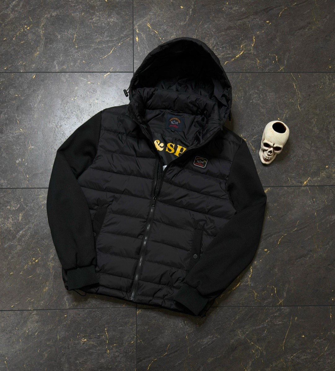 куртка paul shark мужская,пауль шарк куртка с вязаными рукавами,куртка paul&shark,куртка armani,куртка пауль шарк теплая короткая с капюшоном paul&shark