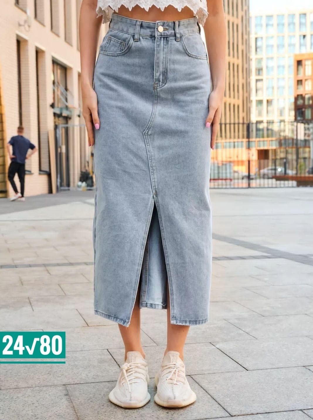 джинсовая юбка,юбка джинсовая женская,джинсовая юбка миди,джинсовая юбка-миди с разрезом,джинсовая юбка длинная