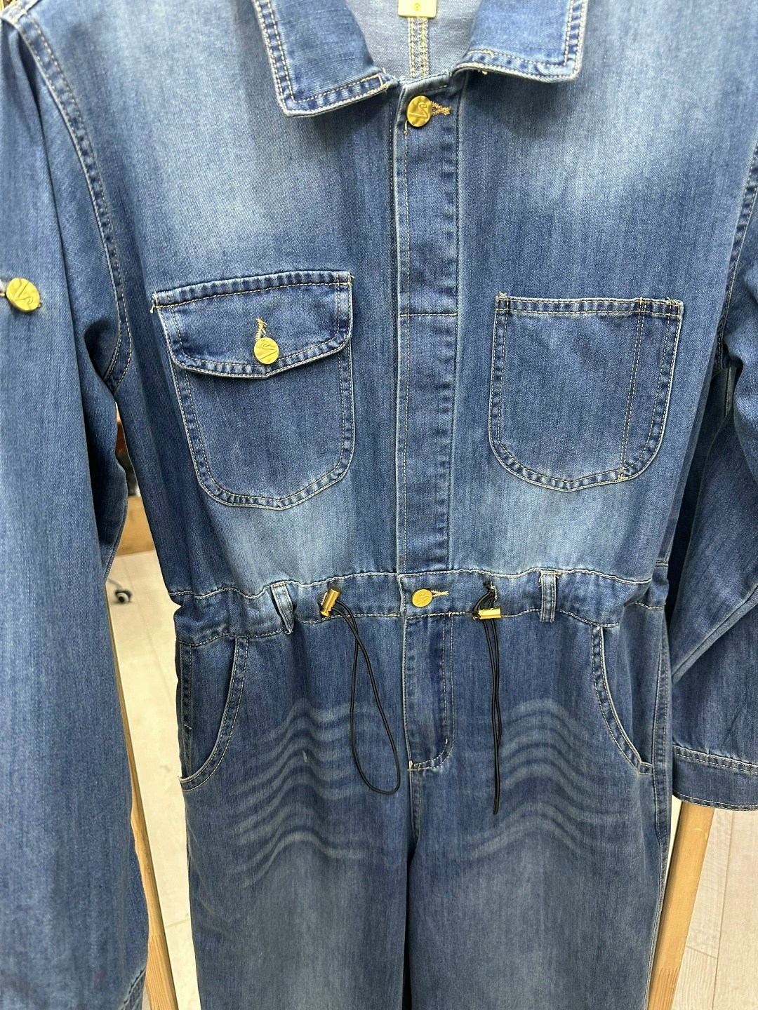 женский джинсовый комбинезон,джинсовый комбинезон,женский джинсовый комбинезон с длинными рукавами,комбинезон джинс,комбинезон джинс f412-14152 middle blue