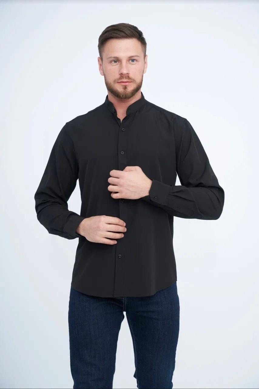мужская классическая рубашка,рубашка мужская,рубашка приталенная,рубашка с длинным рукавом классическая kenzil цвет черный,рубашка мужская черная