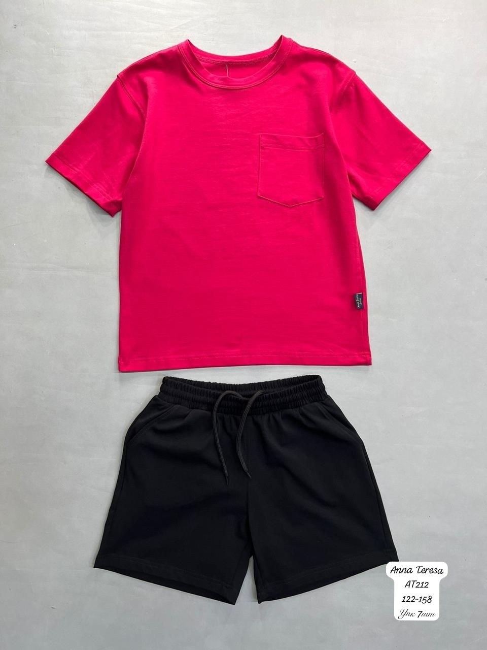 костюм комплекты,комплект для мальчика шорты+футболка me&we цв. черный/белый р. 152,комплект футболка и шорты,футболки комплект,комплект одежды