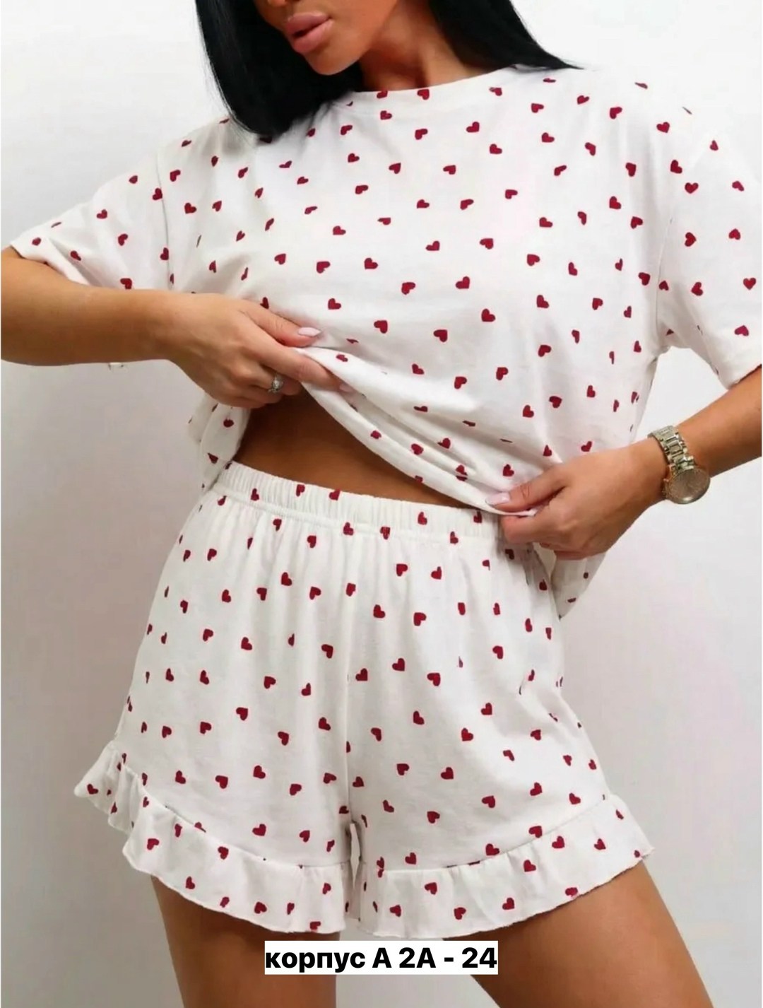 пижама с шортами и футболкой трикотажная demonic leon 388281932,женская пижама с шортами,пижама женская,пижама с шортами,пижама с шортами и футболкой трикотажная