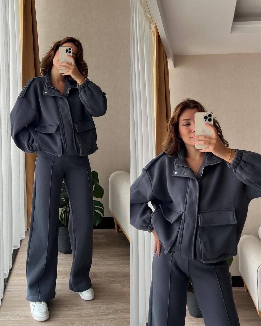 повседневный костюм,костюм женский на флисе с бомбером,женский костюм,брючный костюм,костюм трехнитка в стиле zara бомбер + штаны палаццо с лентой