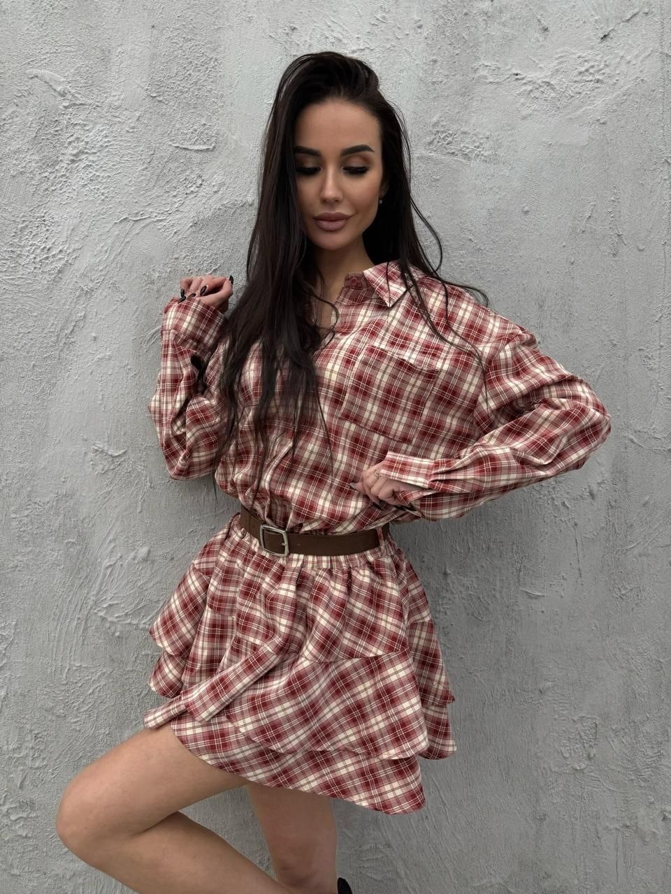 костюм юбка с рубашкой в клетку,костюм с юбкой и рубашкой,костюм в клетку женский,костюм с короткой юбкой и рубашкой в клетку moonchild,костюм двойка с юбкой и рубашкой в клетку btf brand