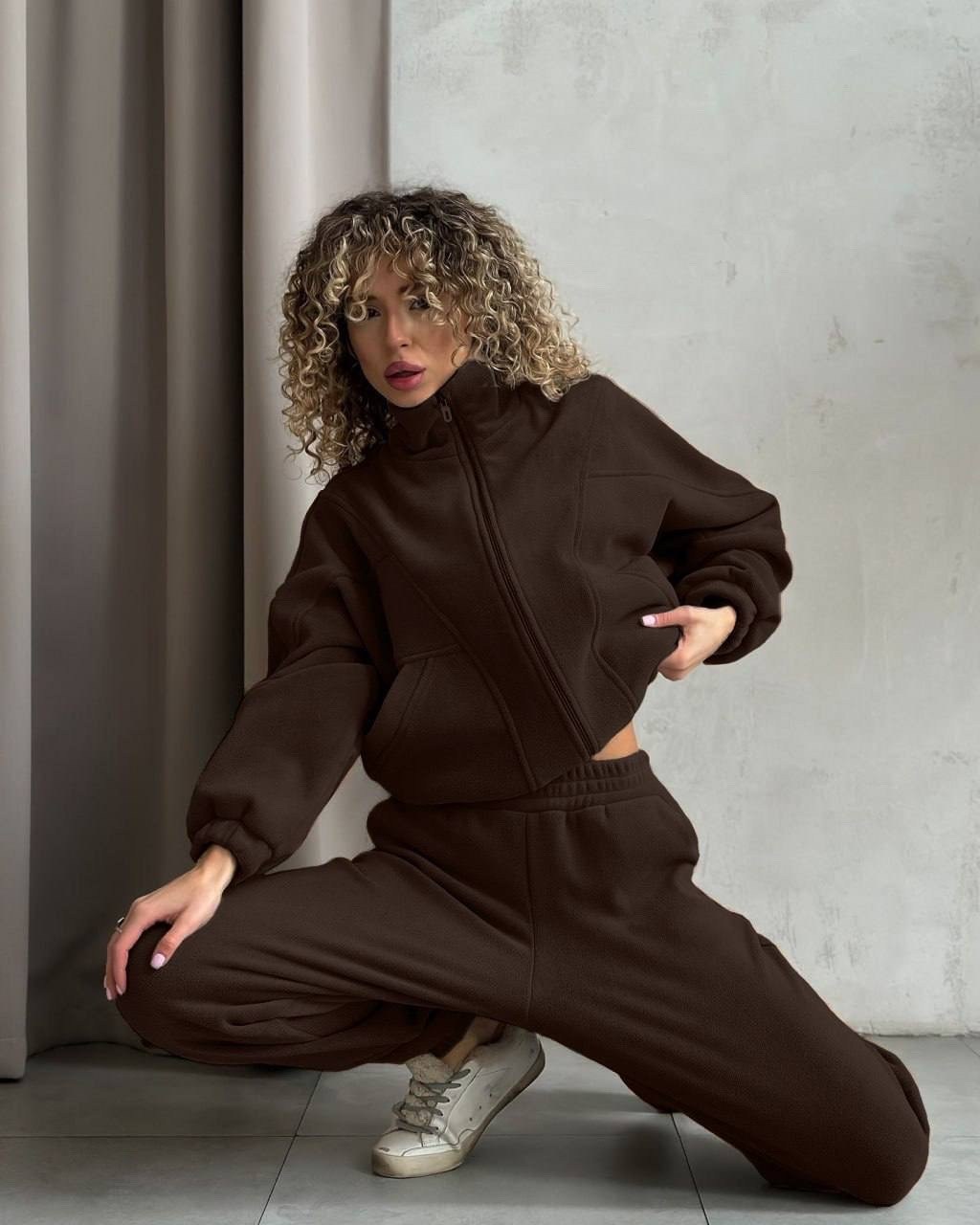 коричневая толстовка-трансформер oversize gloria jeans,женская толстовка,плюшевая толстовка на молнии коричневая укороченная,плюшевая толстовка на молнии коричневая укороченная с кулиской,комбинезон ф