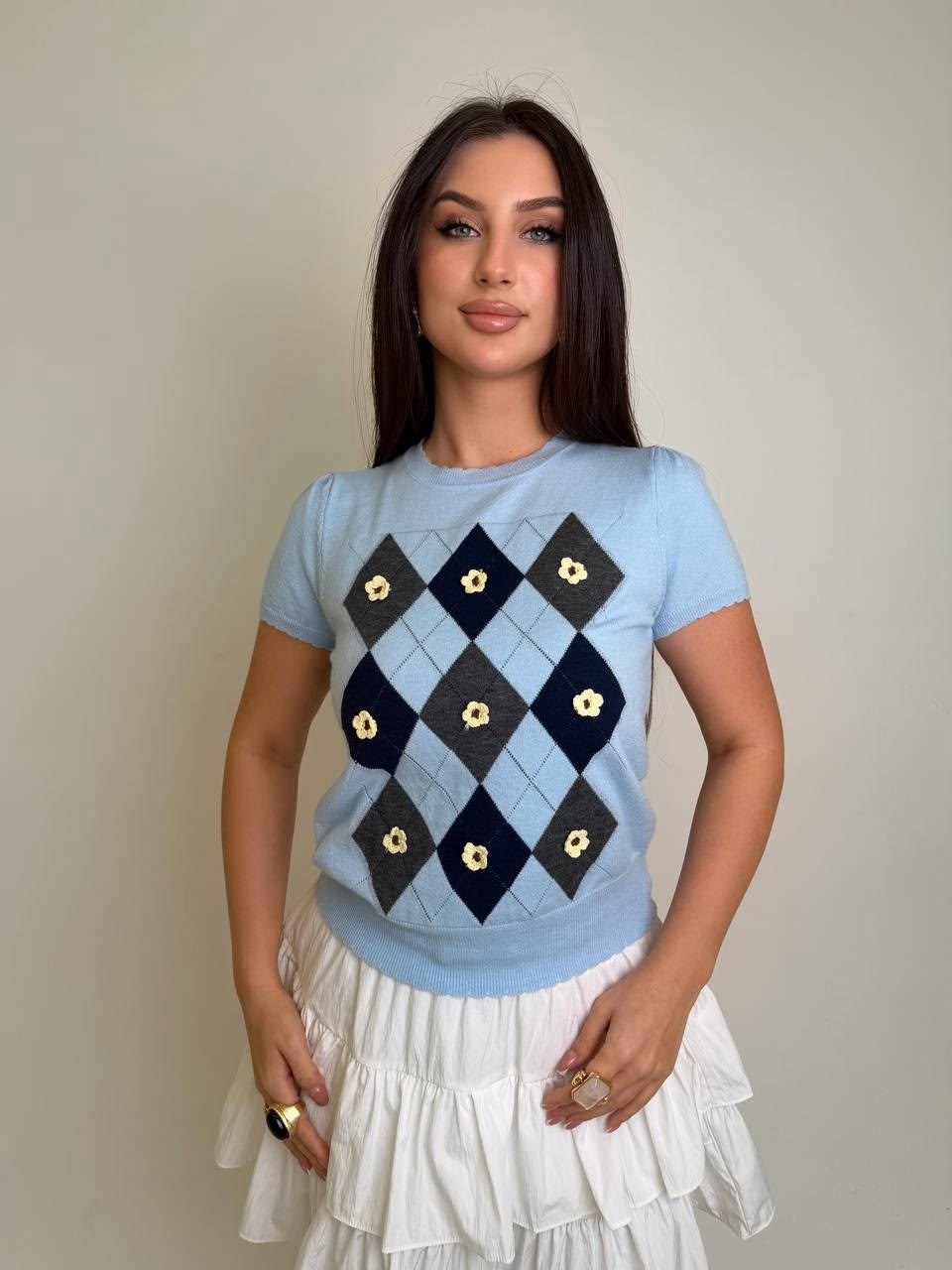 голубой джемпер,джемпер с ромбами,вязаные жилеты,трикотажный свитер,свитер с ромбом
