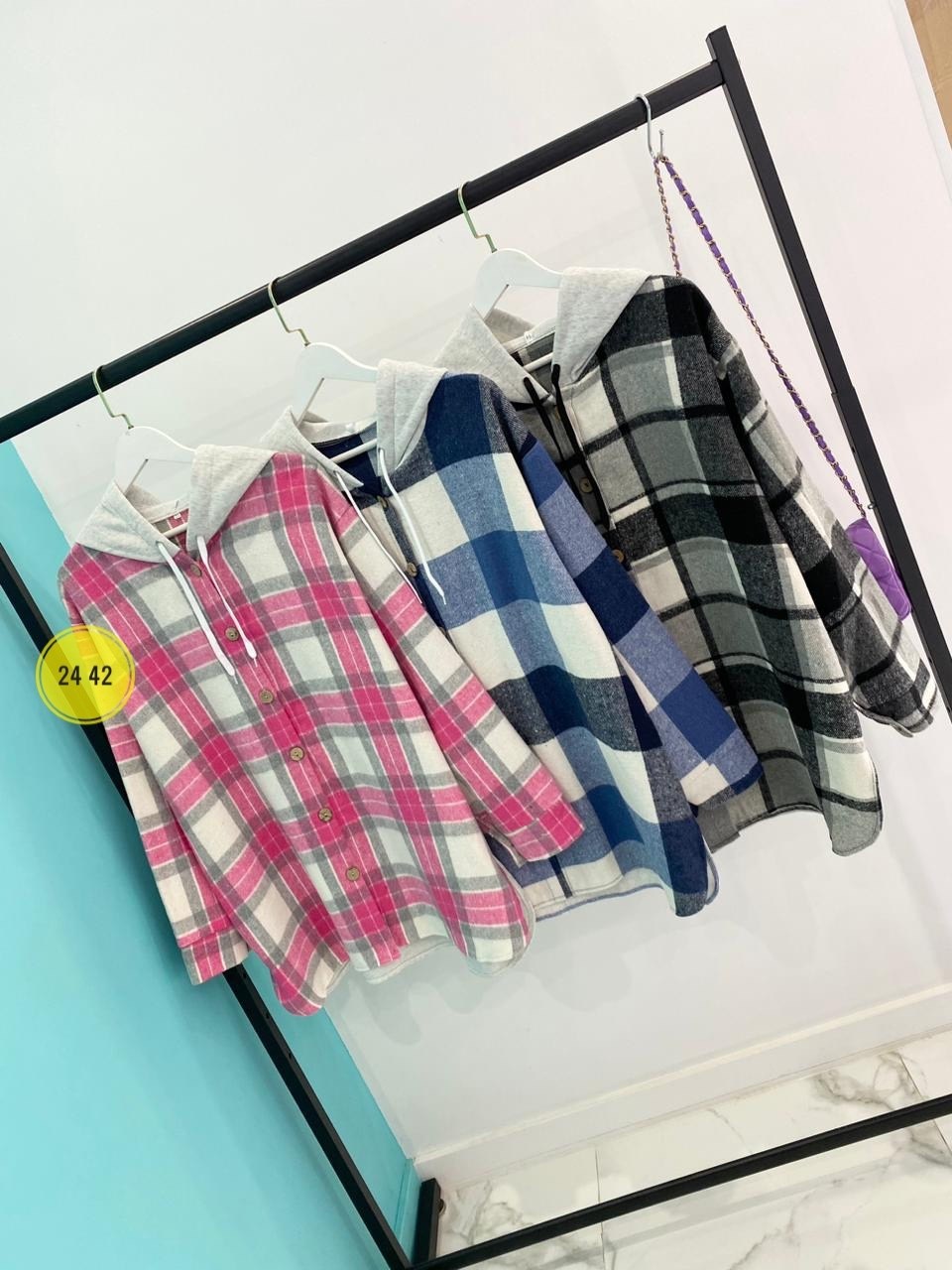 рубашка оверсайз теплая в клетку удлиненная amy store,женская кофта больших размеров,кардиган в клетку,одежда с капюшоном,кофта женская