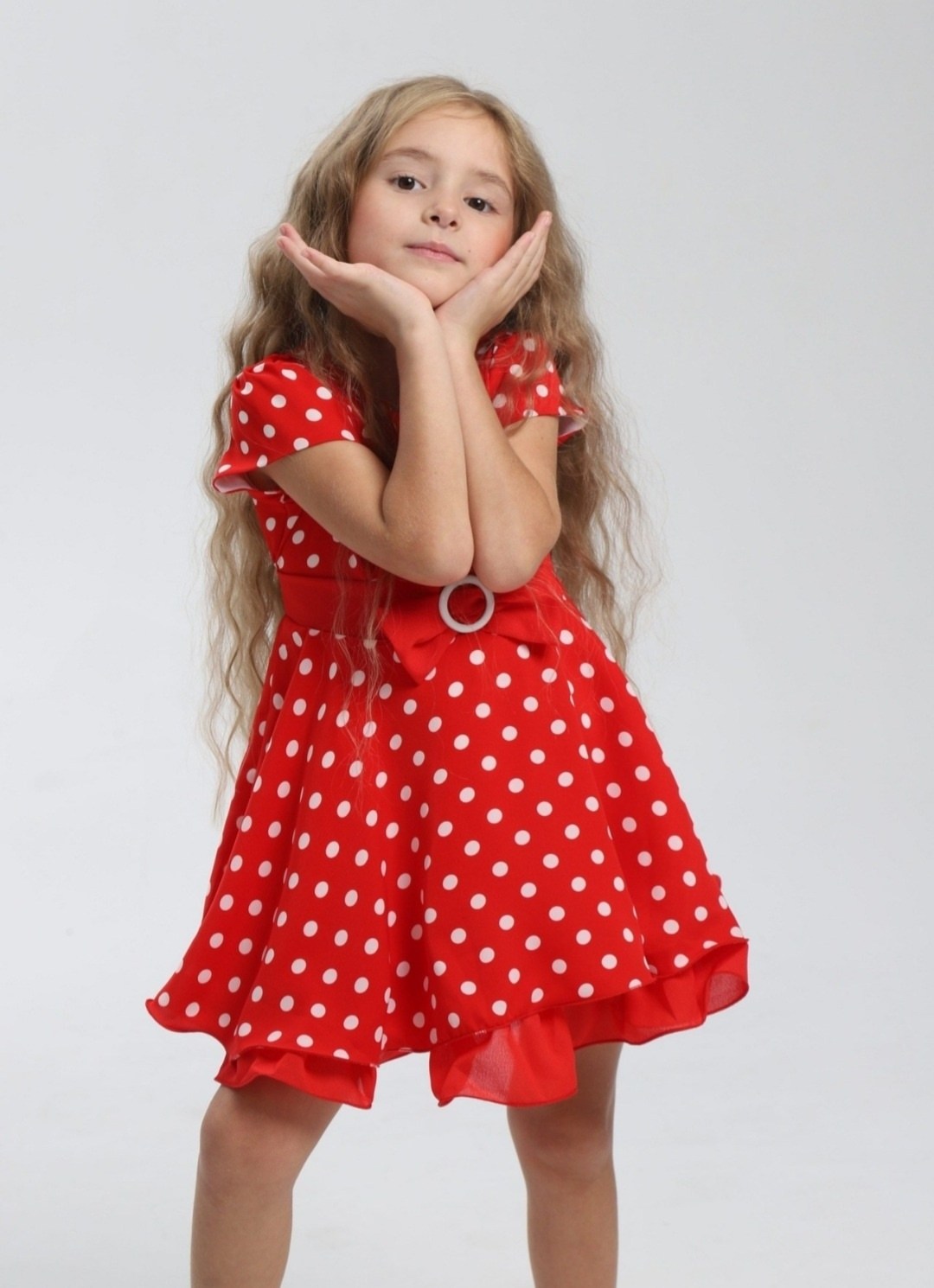 платье детское ronda пл-261 красное,платье детское красное в горошек,платье для девочки,платье для девочки трикотажное,платье в горошек для девочки