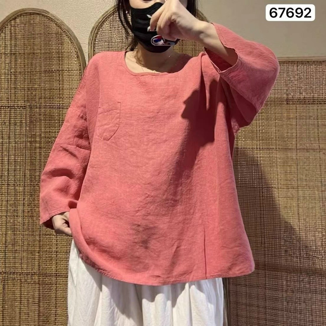 блузка повседневная,льняная винтажная футболка женская,льняная блузка,johnature женские винтажные льняные футболки,женские винтажные льняные футболки