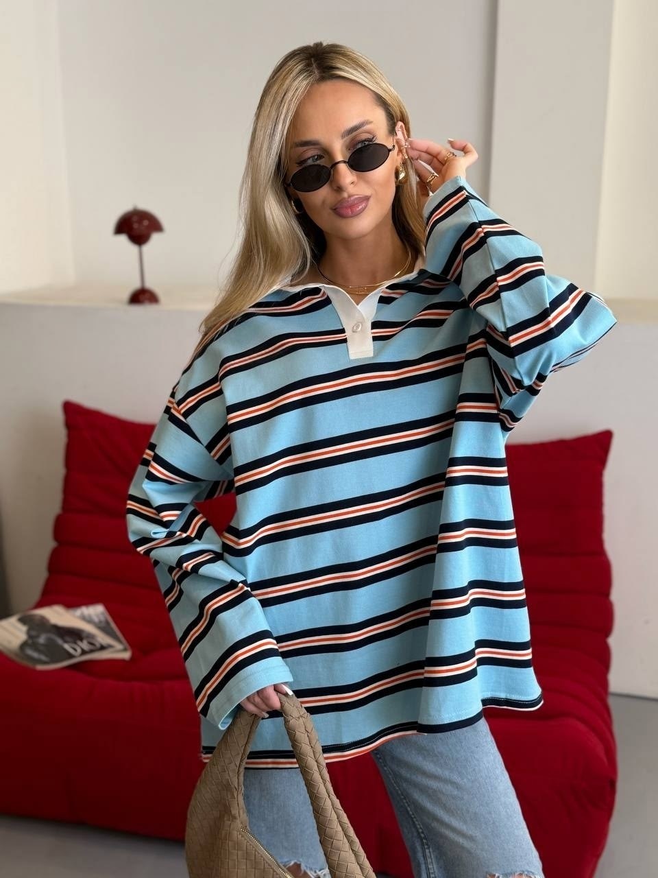 кофта женская,кофта,кофта поло женская оверсайз в полоску с длинным,стильный свитер,свитер женский в полоску