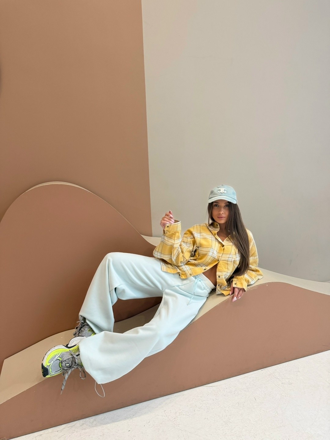 повседневный костюм,рубашка женская оверсайз в клетку,летние костюмы,рубашка в клетку оверсайз желтая