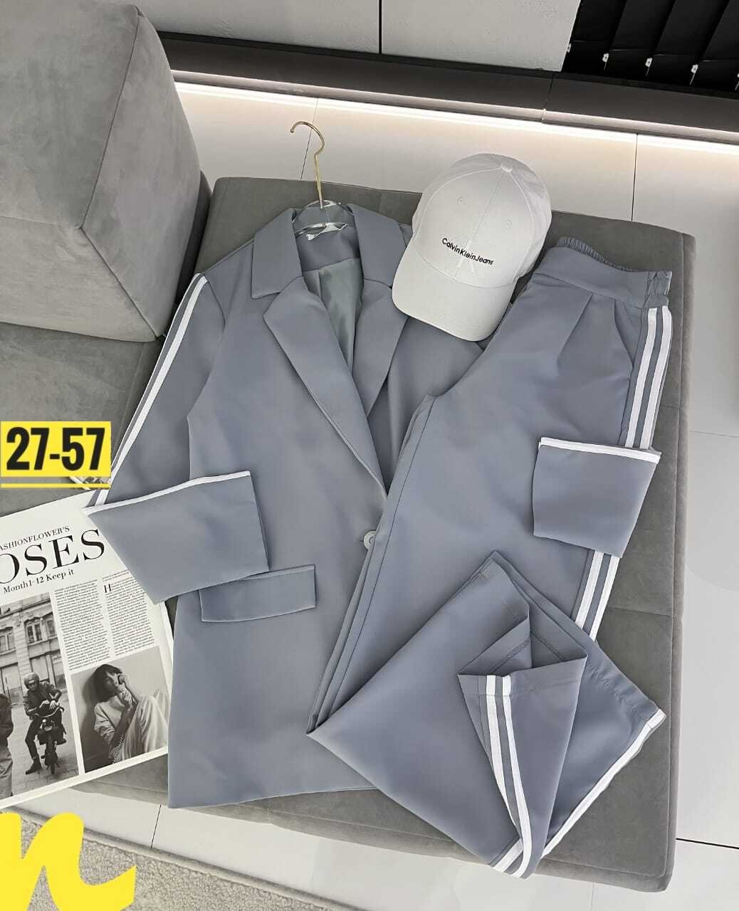 женский брючный костюм,женский брючный костюм двойка в стиле спортшик цвет серый,костюм женский,костюм брючный серый osa style,костюм женский двойка