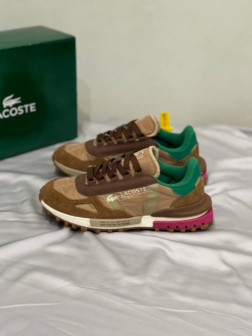 lacoste low-top casual shoes women's light brown green,кроссовки lacoste,кроссовки elite active lacoste,кроссовки женские lacoste elite active коричневый,