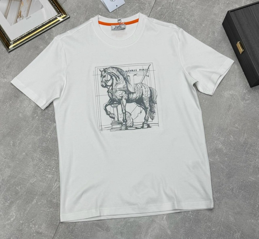 мужская футболка hermes,футболка hermes,футболка гермес,футболка с лошадьми