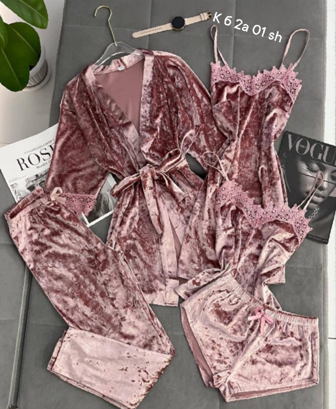 пижама тройка женская велюр,пижама велюр,пижама женская комплект 5 в 1,женская пижама комплект,пижама из мягкого велюра