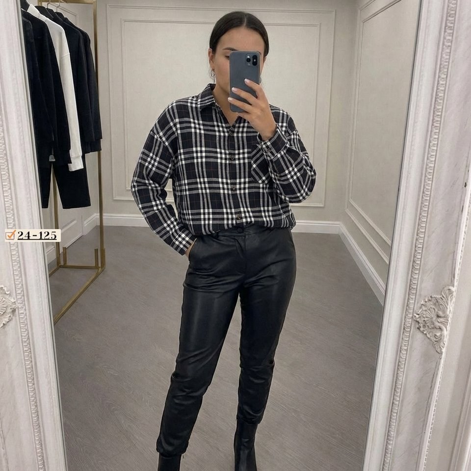 брюки из экокожи,рубашка в клетку женская,клетчатая рубашка,рубашка в клетку,женская рубашка