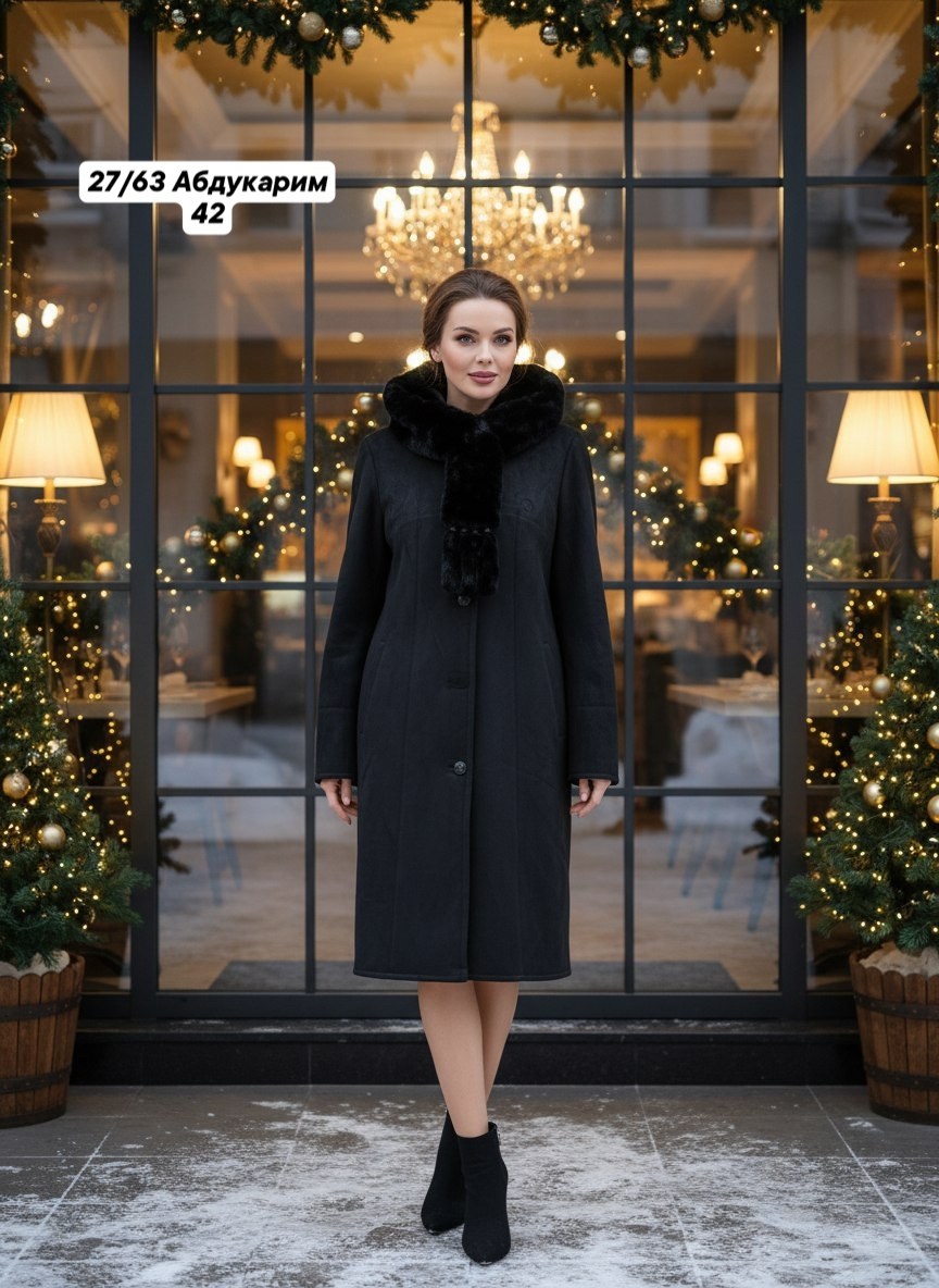 пальто женское мосмеха 8002097 черное 52 ru,женское пальто,пальто теплое,пальто с воротником,зимнее пальто больших размеров