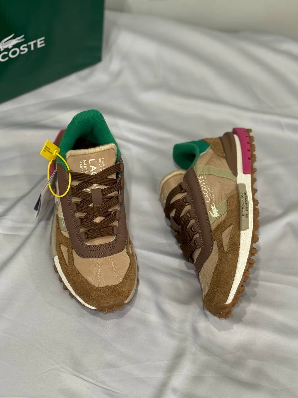 lacoste low-top casual shoes women's light brown green,кроссовки lacoste,кроссовки elite active lacoste,кроссовки женские lacoste elite active коричневый,