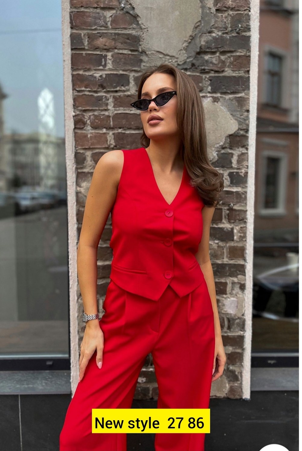 костюм брючный 1993 красный dilanavip,брючный костюм dilana vip 1993 красный,костюм летний женский с брюками и жилеткой bezko,брючный костюм,красный брючный костюм