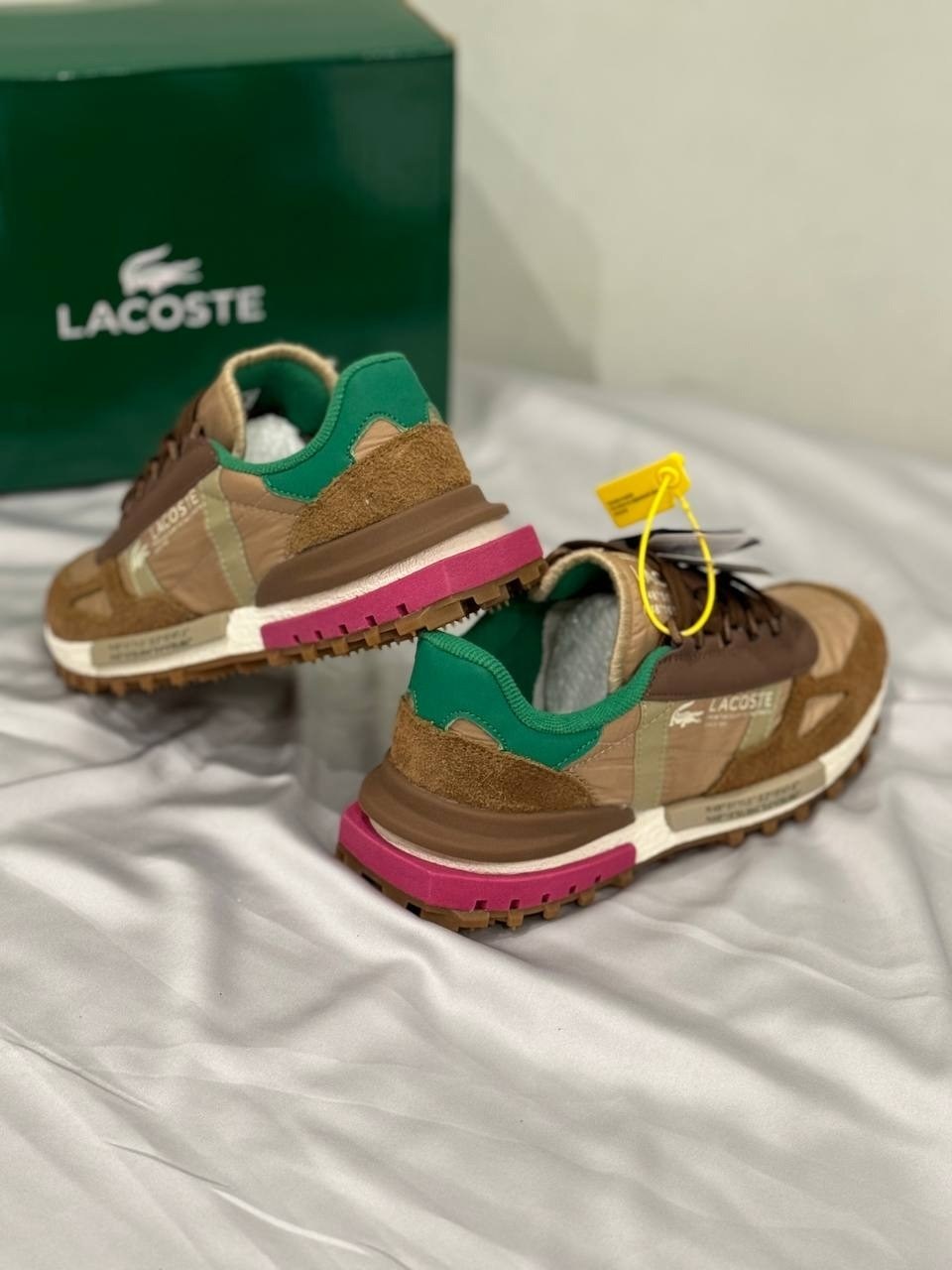 lacoste low-top casual shoes women's light brown green,кроссовки lacoste,кроссовки elite active lacoste,кроссовки женские lacoste elite active коричневый,