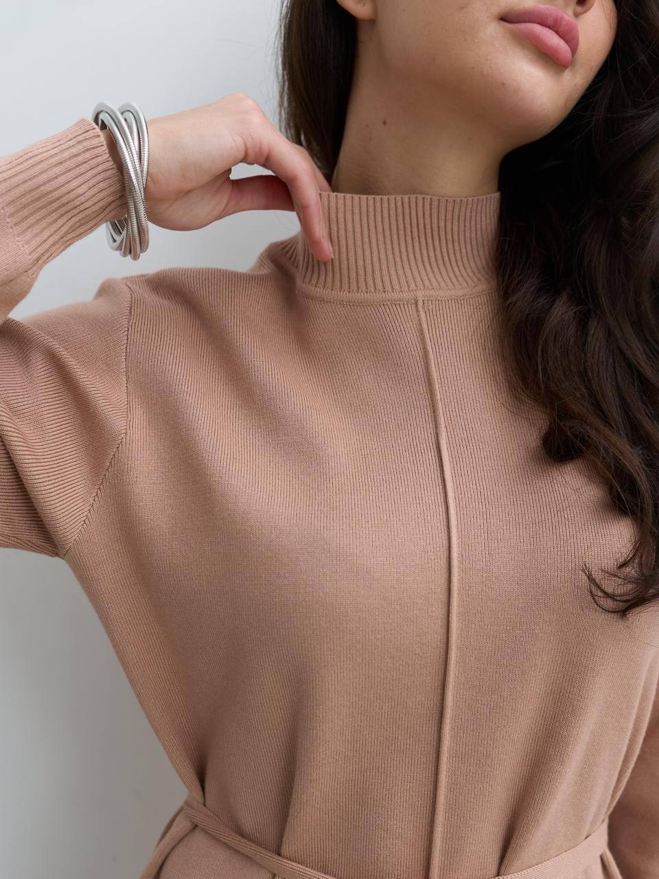 платье женское трикотажное,теплое платье миди,трикотажное платье,платье вязаное теплое оверсайз latifa store,платье вязаное