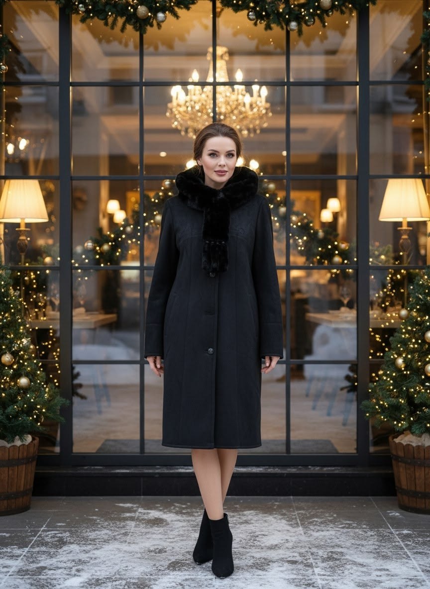 пальто женское мосмеха 8002097 черное 52 ru,пальто для полных,пальто теплое,женское пальто,пальто зимнее