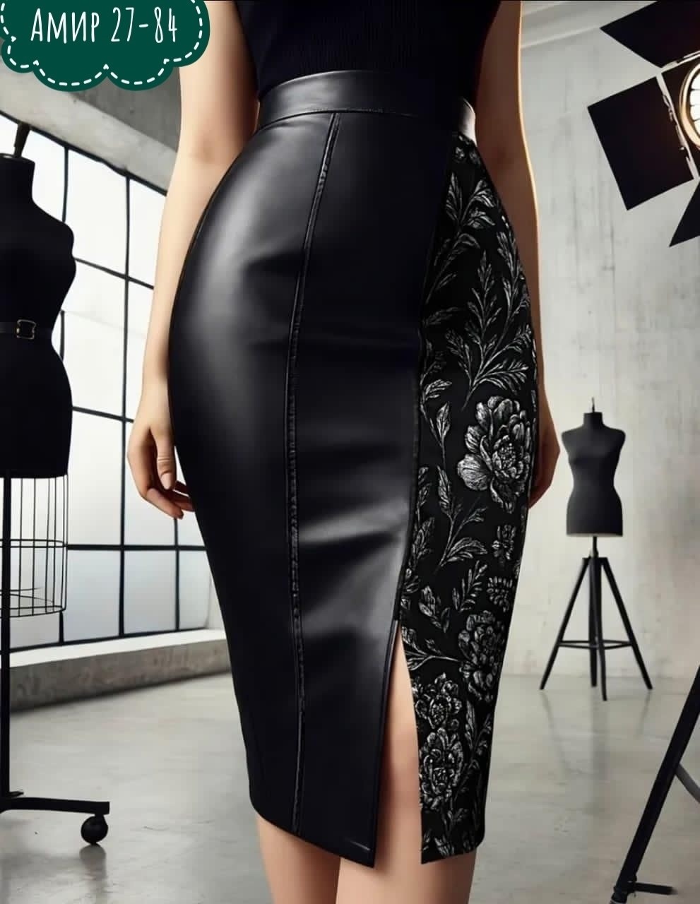 юбка женский darya vorobyova черный искусственная кожа,кожаная юбка,кожаная юбка карандаш,юбки модели,юбка из экокожи