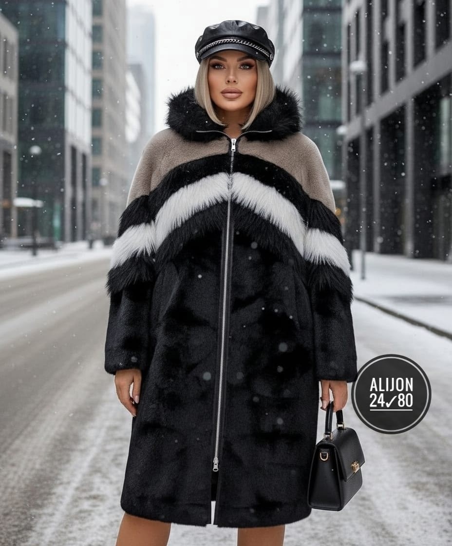 женская шуба,шуба,комбинированная шуба,эко шуба,шубка из эко-меха