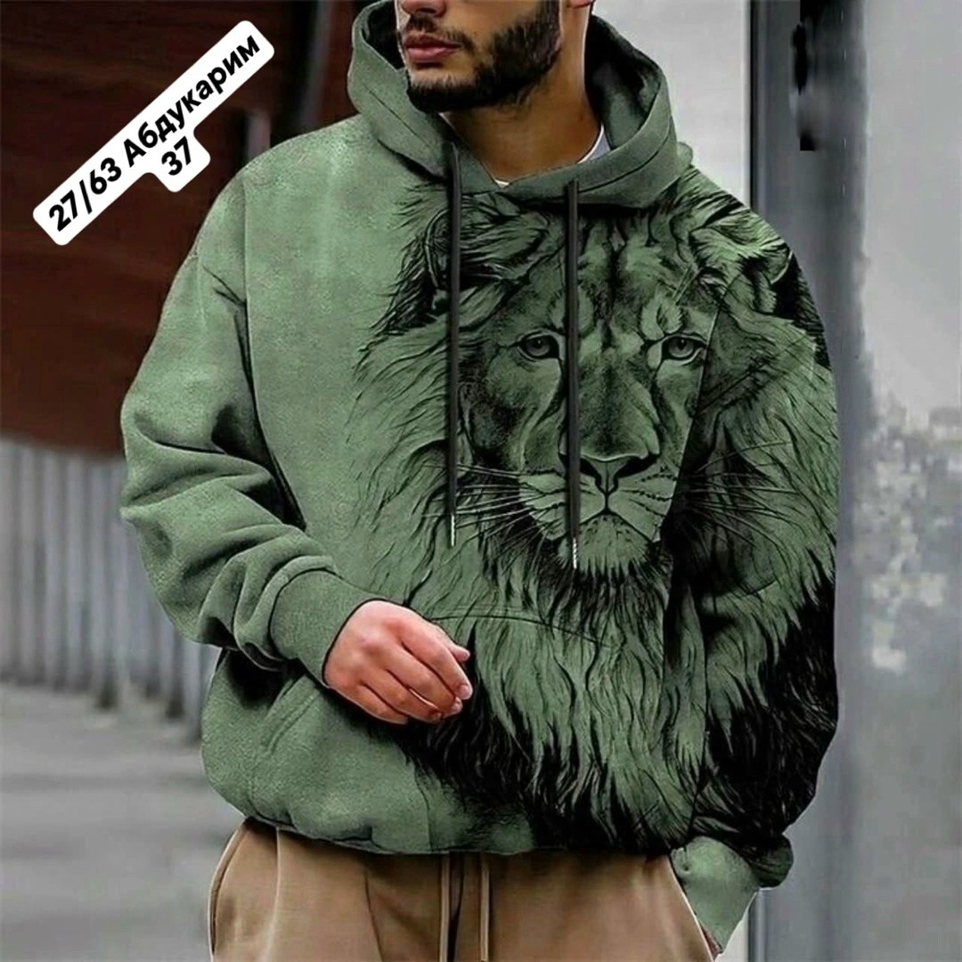 мужская толстовка с капюшоном и принтом в виде льва,толстовка мужская с капюшоном с волком,худи и толстовки,толстовка с рисунком,модная толстовка