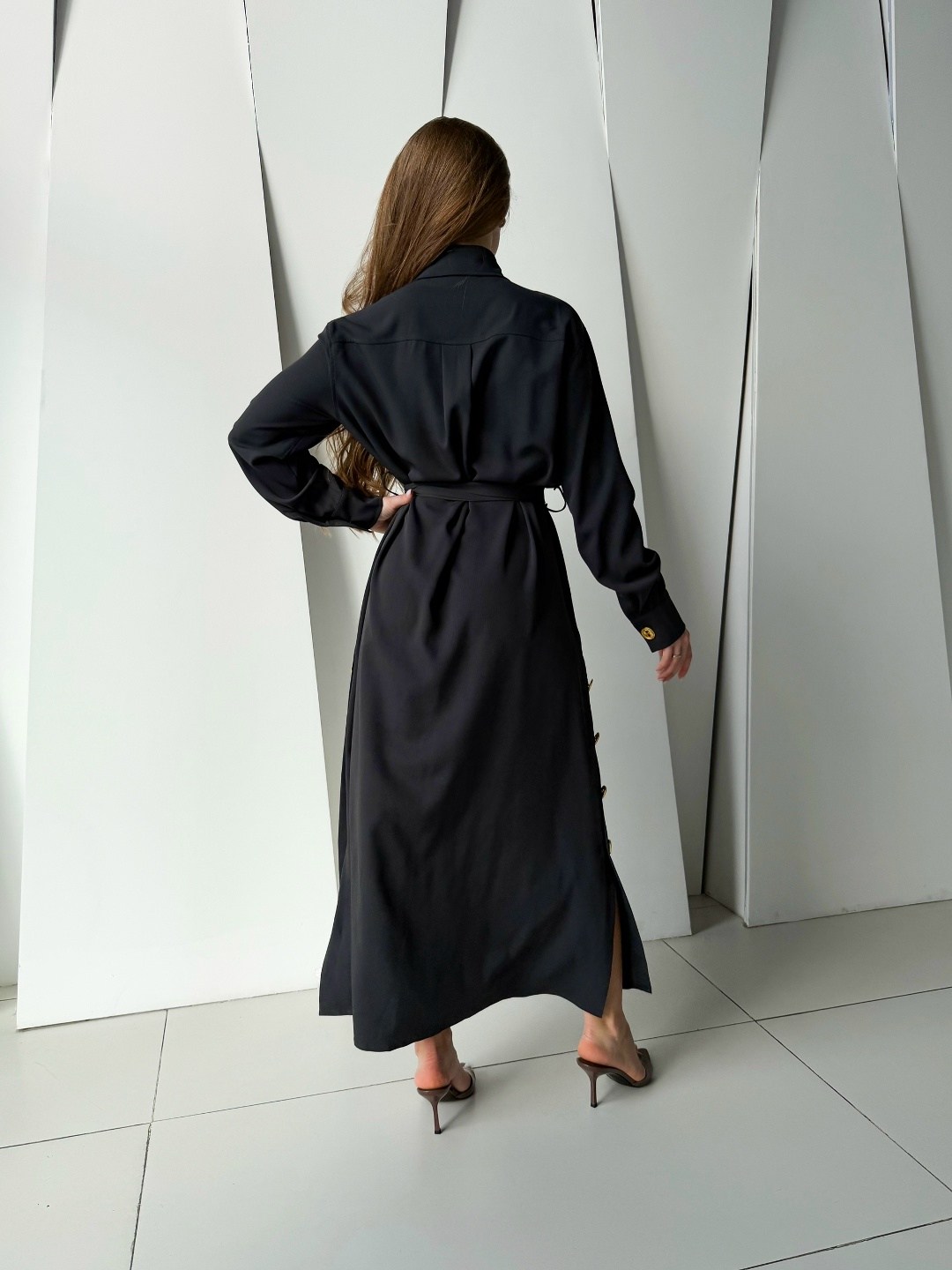 повседневные платья,платье,платье женская,платье стильное,платье kaloris 2045w-р черный