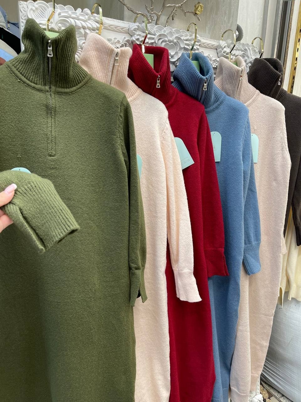 вязаное платье,платье krasa 286-21 бежево-шоколадный,платье теплое,теплое вязаное платье,платье женская