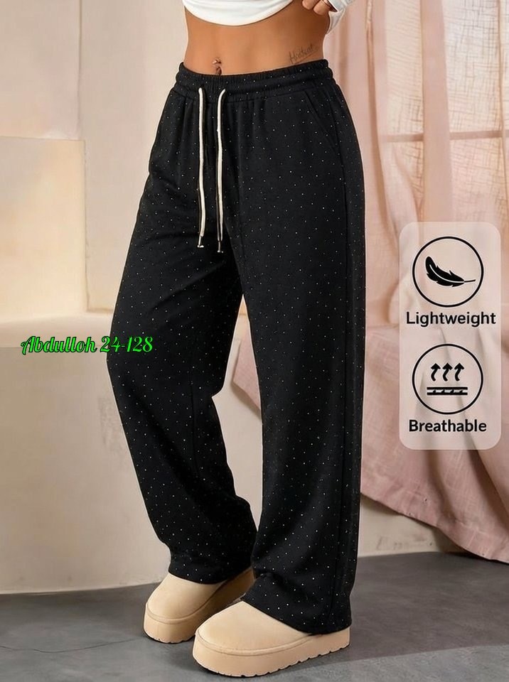 женские штаны,брюки прямые палаццо без утеплителя monica shop,брюки со стразами,штаны хлопок,штаны