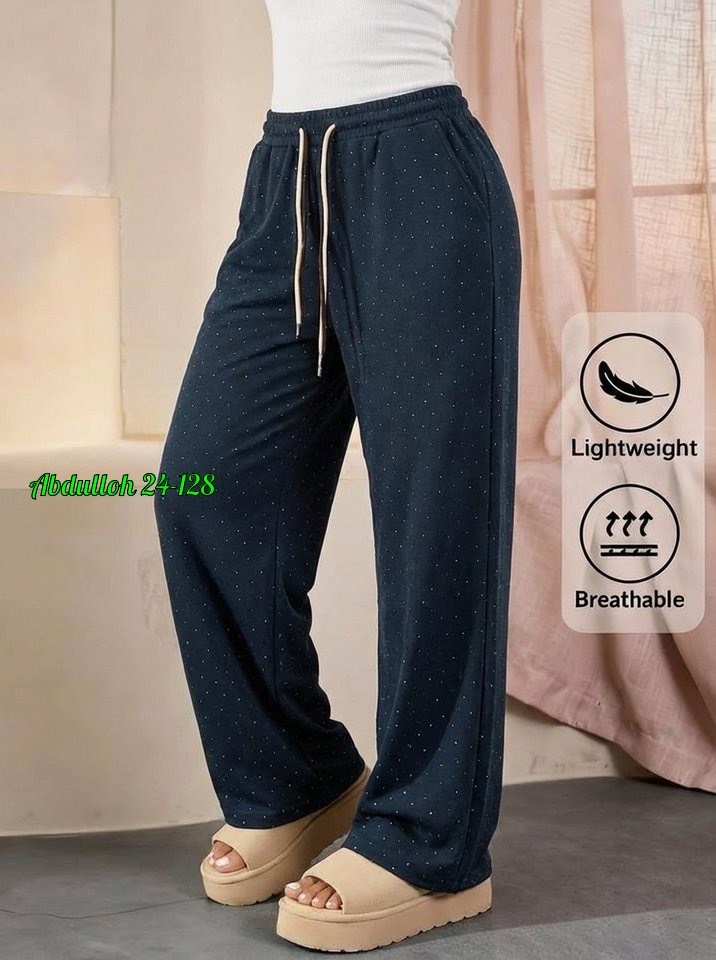 женские штаны,брюки прямые палаццо без утеплителя monica shop,брюки со стразами,штаны хлопок,штаны