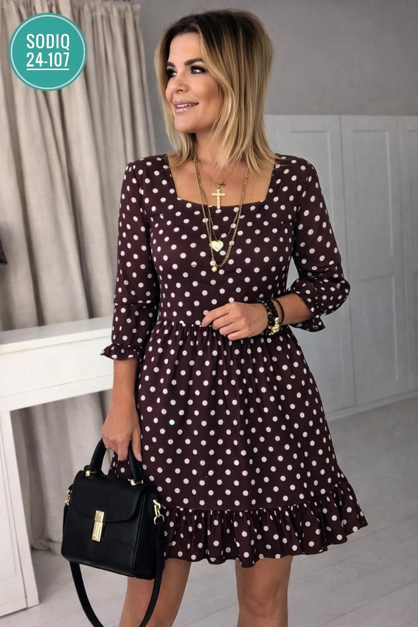 бордовое платье в горошек,женское платье в горошек,платье женское,платье женское в горох,платье в горошек