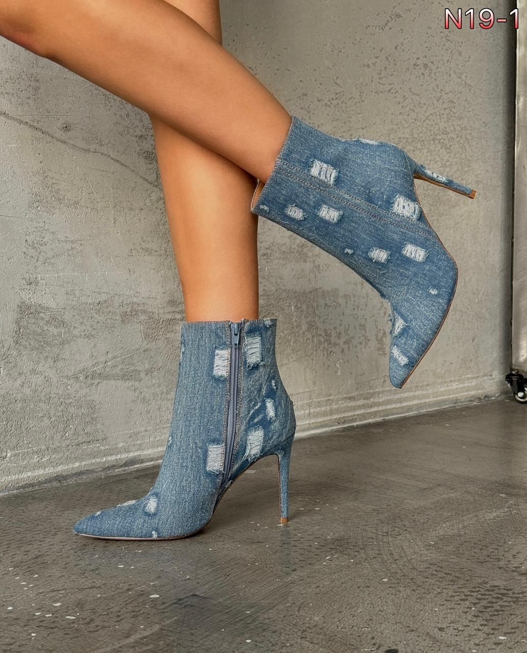 сапоги джинсовые,джинсовые ботильоны,джинсовая ,джинсовая ботинки,джинсовые сапоги до колена в стиле вестерн misspap синий