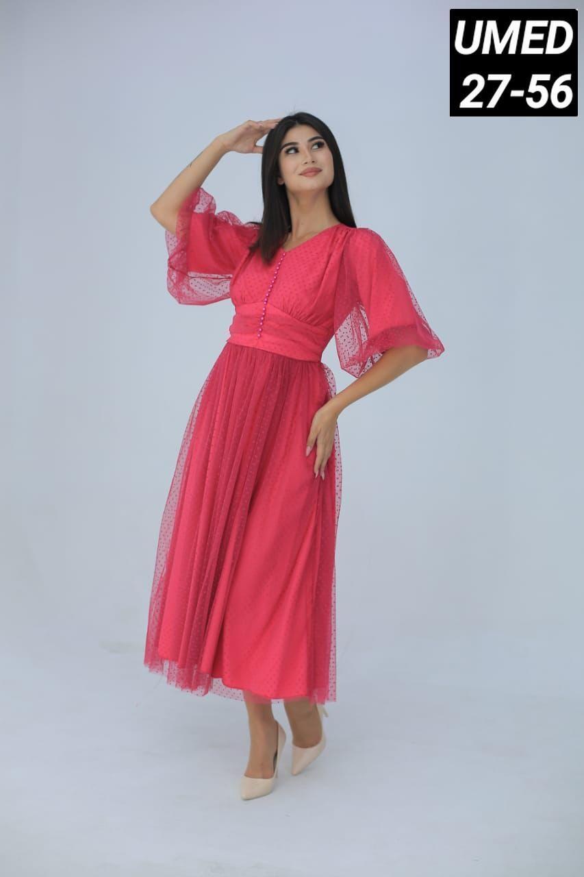 нарядное платье,платье женские,шифоновое платье,платье на выпускной,непышное платье из фатина миди пудровое