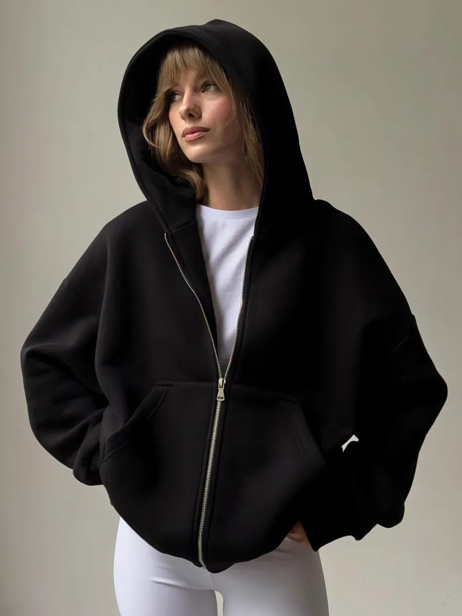женская толстовка оверсайз,толстовка оверсайз двухцветная,толстовка на молнии женская оверсайз,зип худи оверсайз на молнии теплая,толстовка на молнии с капюшоном теплая оверсайз binita