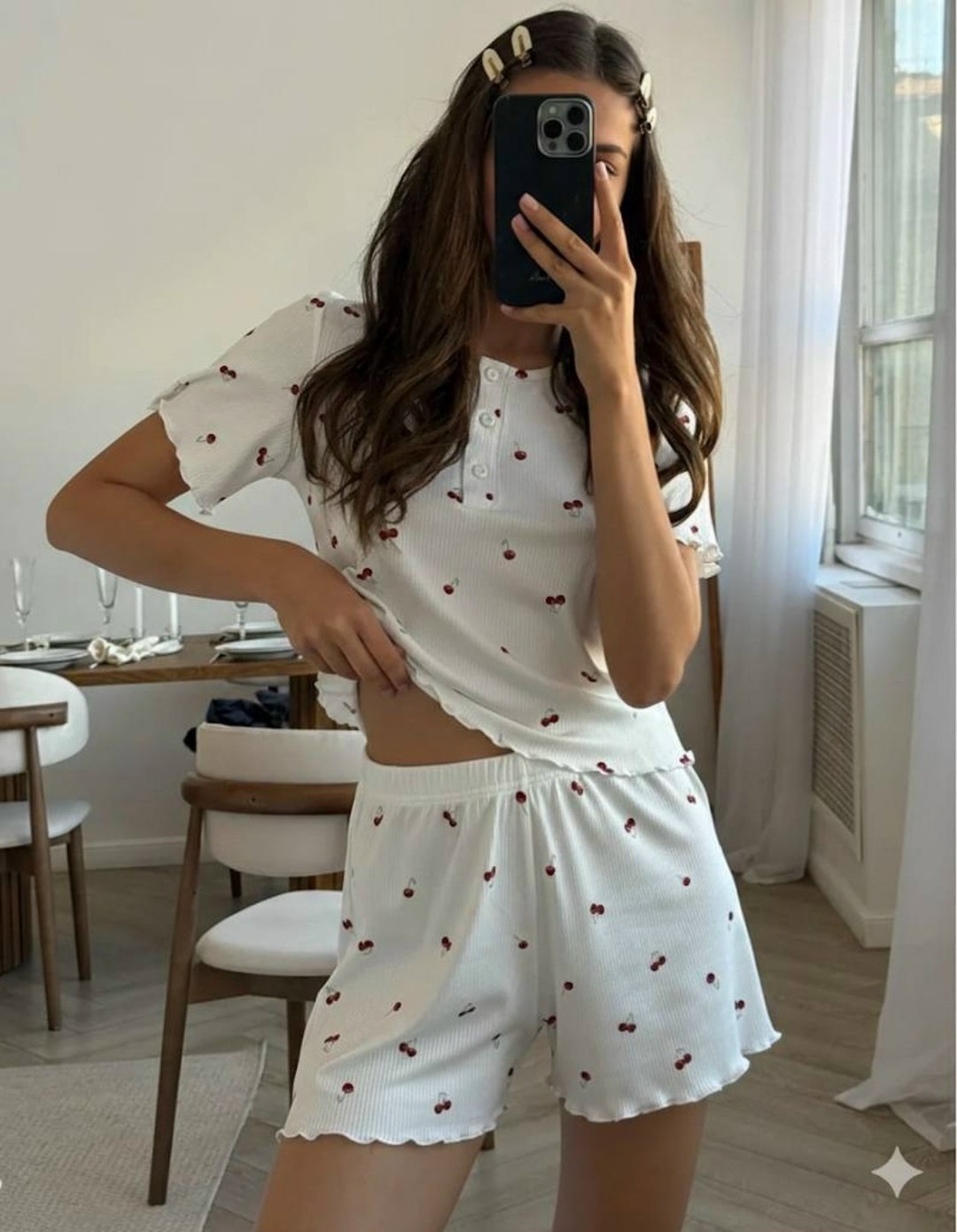 муслиновая пижама с шортами домашняя одежда lessyok 221180683,муслиновая пижама с шортами и сердечками milido,пижама женская с шортами,женская пижама,муслиновая пижама с шортами