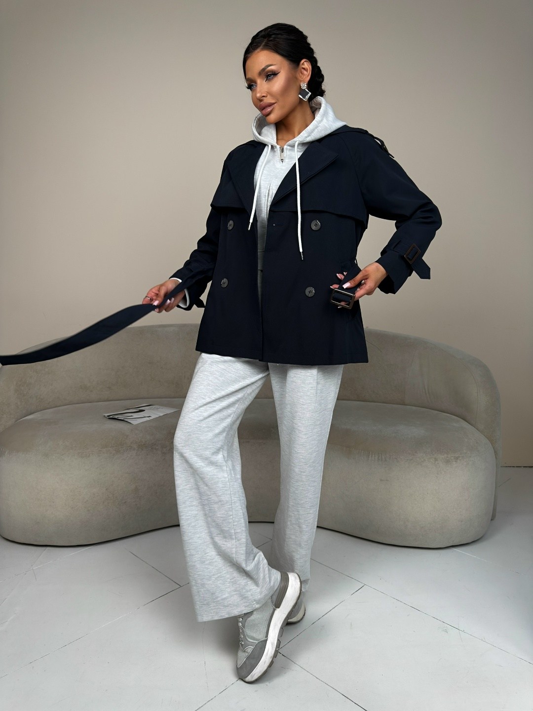 плащ beautiful free 6171 черный,тренч плащ,черные плащи женские,демисезонная куртка,плащ женский