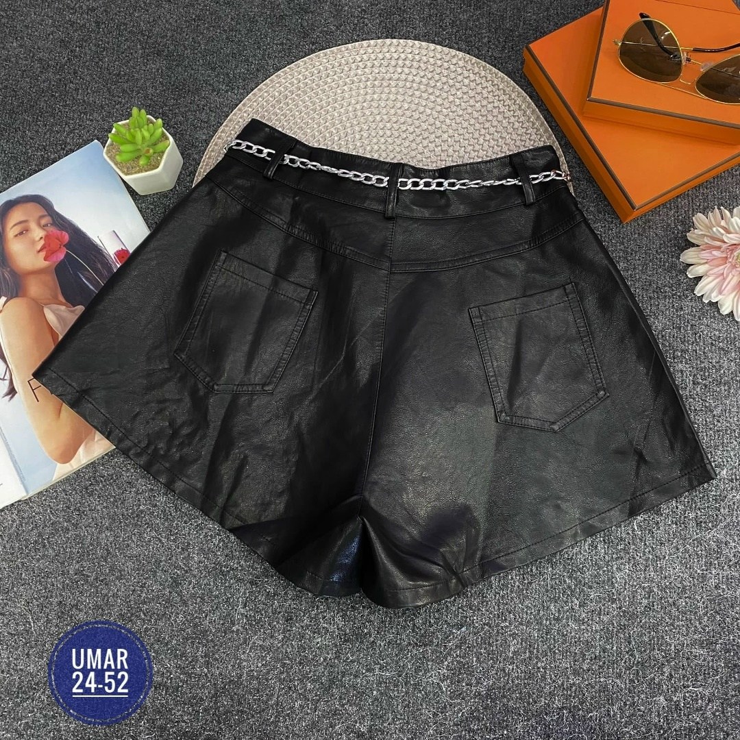 шорты юбка кожаная,юбка шорты из экокожи,юбка с цепью,шорты юбка кожаные женские,женские шорты из экокожи