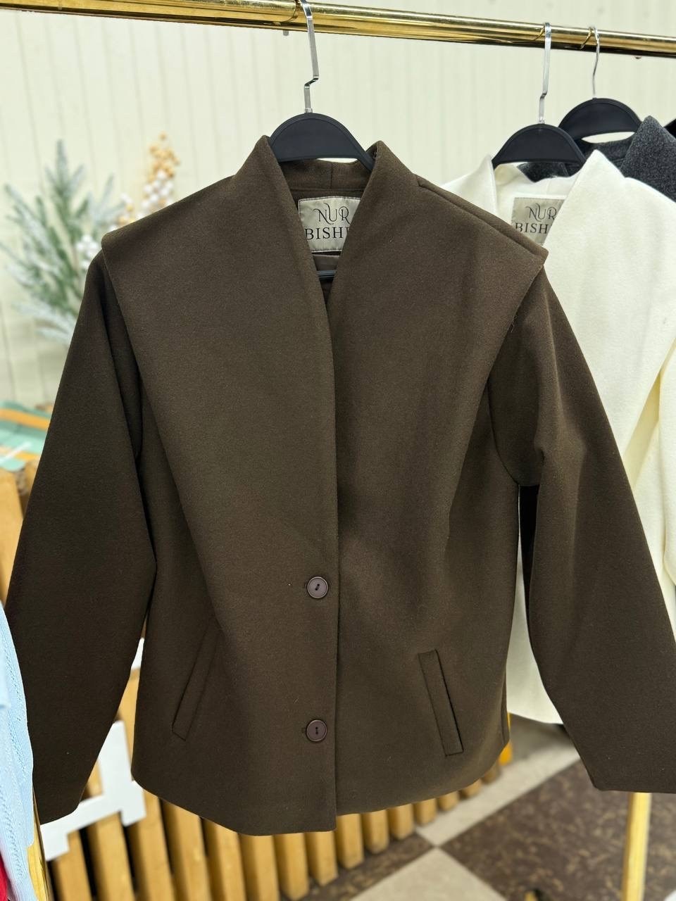 пиджак драповый оверсайз жакет классический,полупальто,жакет dava 7009 шоколадный,пальто пиджак,шерстяное пальто