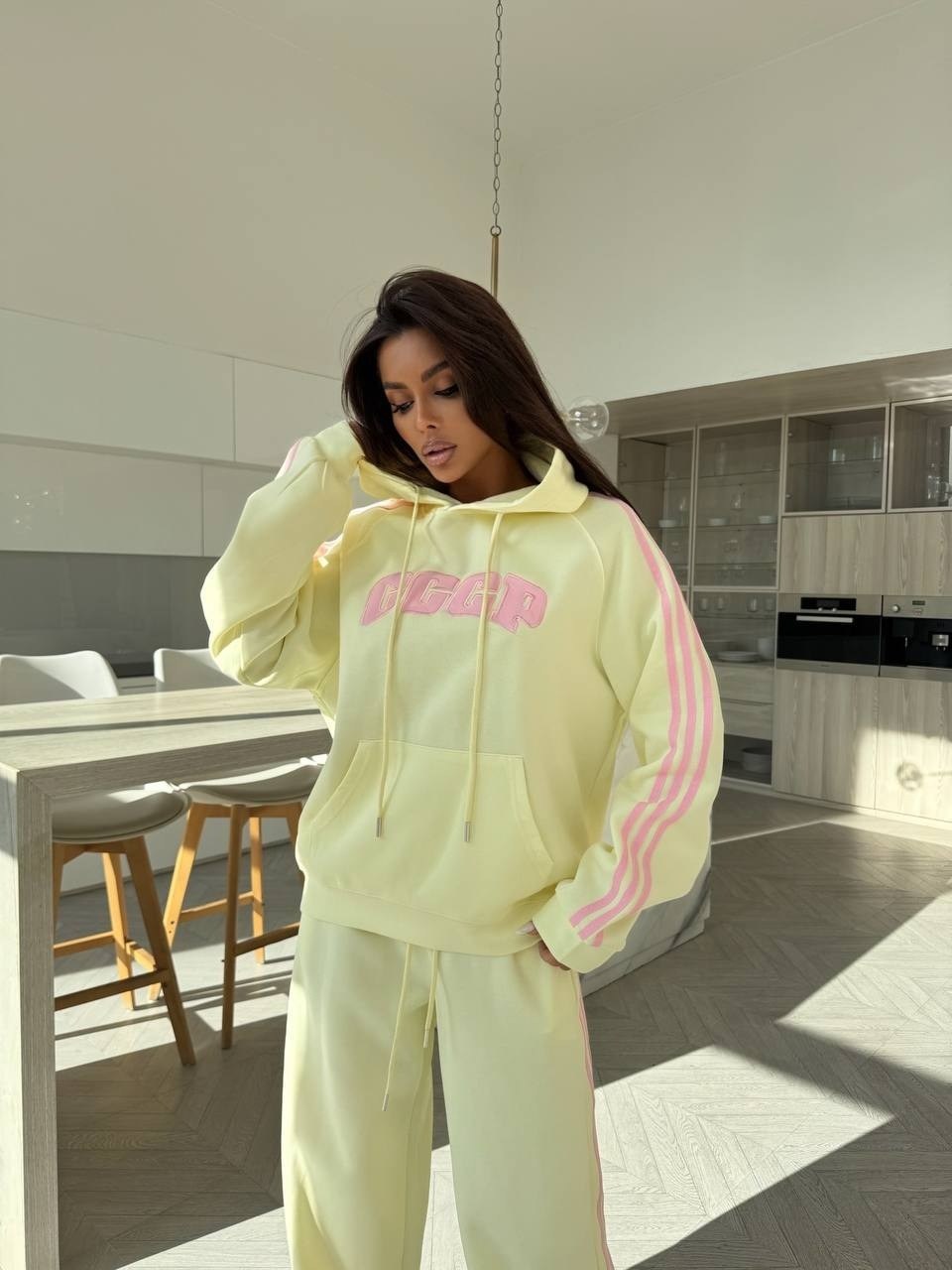 костюм спортивный на молнии палаццо с кулиской liya цвет желтый,костюм спортивный на молнии палаццо с кулиской liya 309939375,костюм спортивный женский,спортивный костюм,спортивный костюм двойка sport